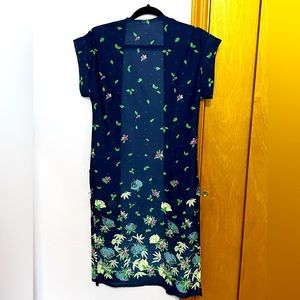 Vintage Blue Floral Sleeveless Kimono Top